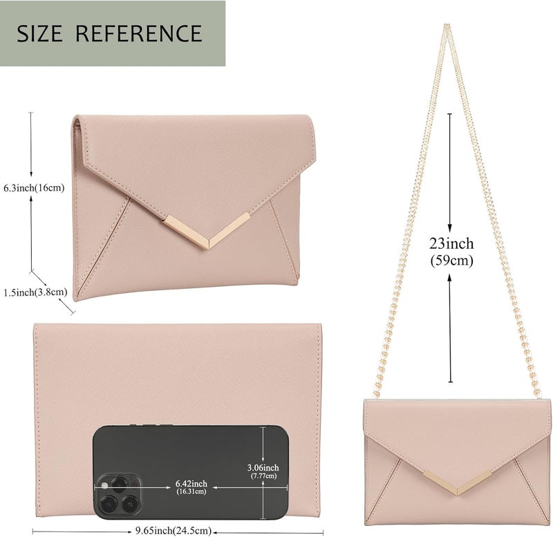 DEXMAY DM Dexmay Women Envelope Clutch Handbag Medium Saffiano Leather Foldover Clutch Purse - Image 3